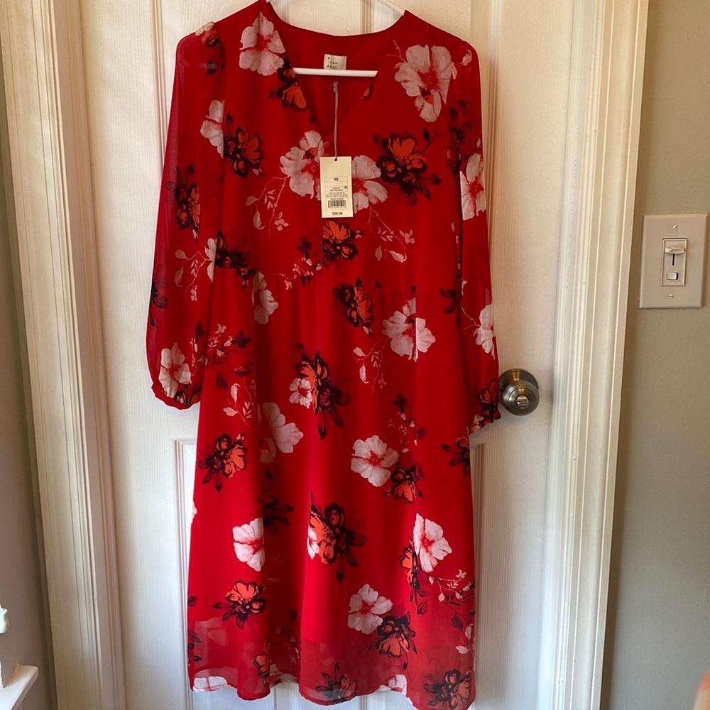 a.new day Red Floral Midi Dress
